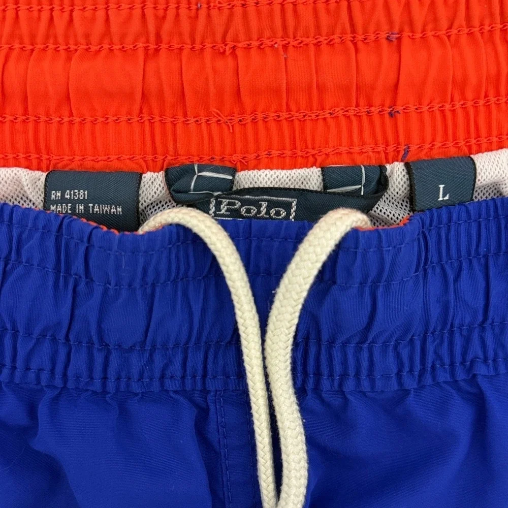 Polo Ralph Lauren Mens Royal Blue Orange Pony Swim Trunks Shorts Large Shorts